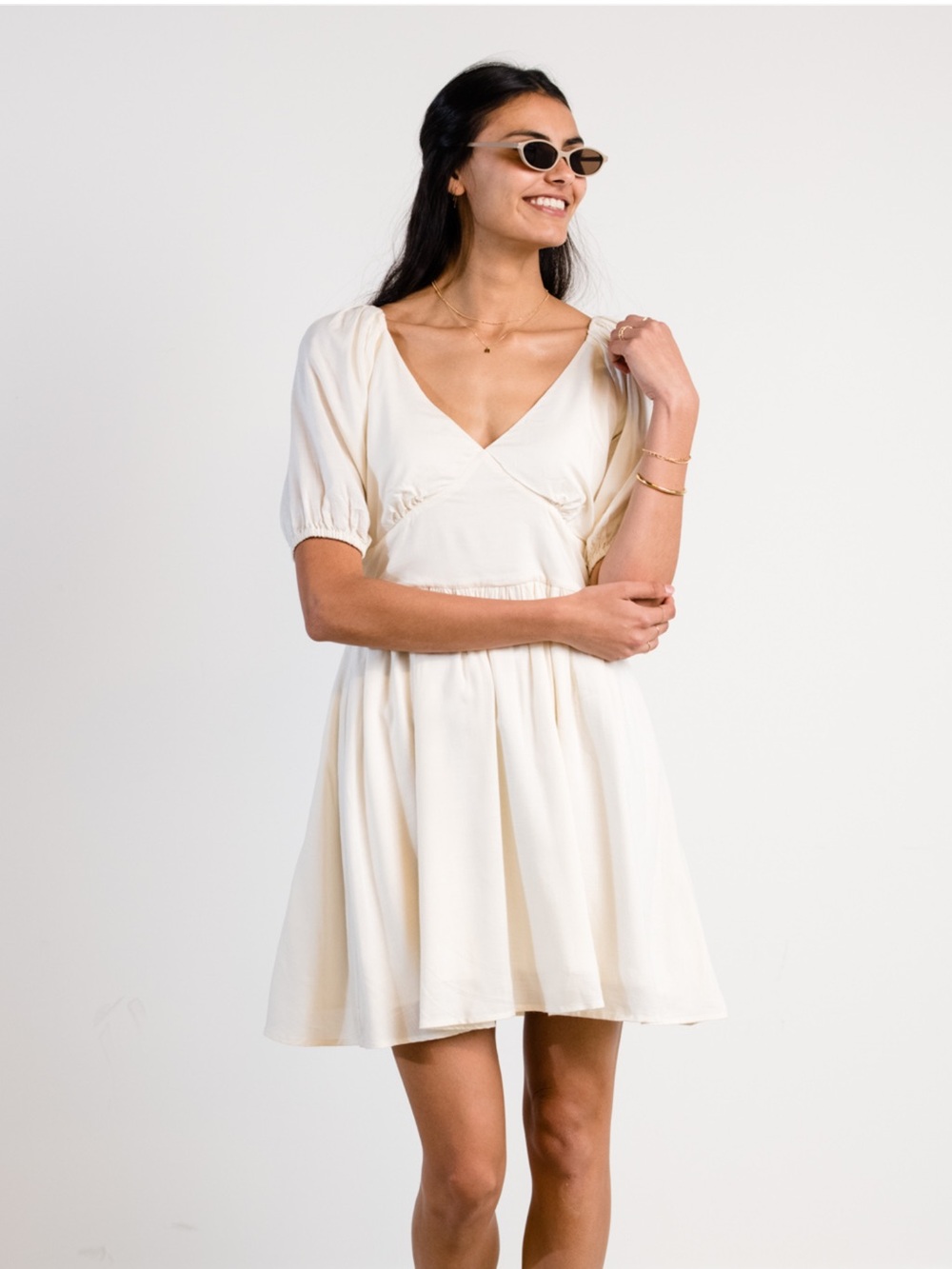 ABLE arden mini dress babydoll off white cottagecore fairy ethereal size XL